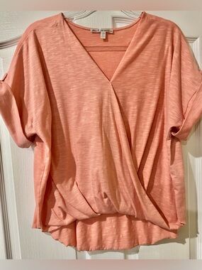 Seven7 Peach Coral Lux T-Shirt Top XL